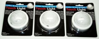 3 New Wireless LED Puck Touch Lights Lighting for Kitchen Cabinets Under Counter