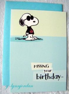Snoopy Peanuts Joe Cool Belated Birthday Card New