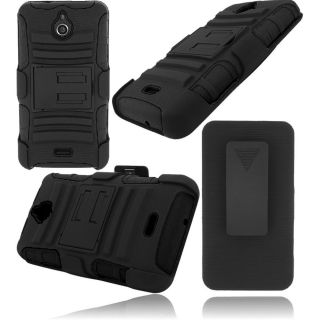 For Huawei Valiant Ascend Plus Hybrid Rugged Holster Stand Case Black Black