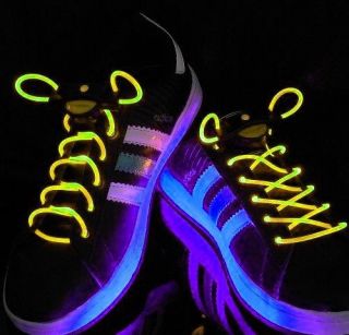Yellow Fiber Optics Cool Light Up LED Glowing Neon Colored Shoe Laces Shoelaces