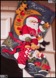Bucilla Moonlight Santa Felt Christmas Stocking Kit