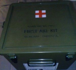 Military GP First Aid Kit Hard Plastic Case 11x11x8 Box Loaded