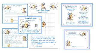 Classic Pooh Baby Shower Invitations All in 1 Game PK