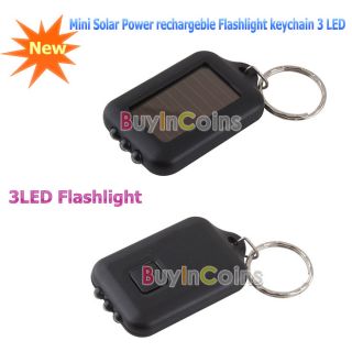 Mini Solar Power Rechargeable 3 LED Flashlight Keychain