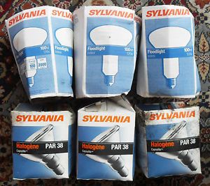6 Sylvania Floodlights 90 100 Watt Indoor Outdoor Halogen Capsylite 120V Par 38