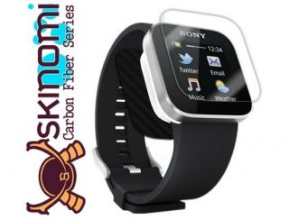 Skinomi Carbon Fiber Black Watch Skin Screen Protector Cover for Sony Smartwatch