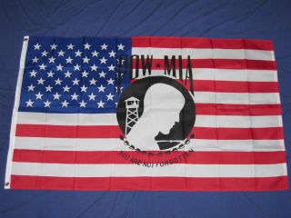 3x5 pow MIA on An American Flag USA Vietnam Vet US F851
