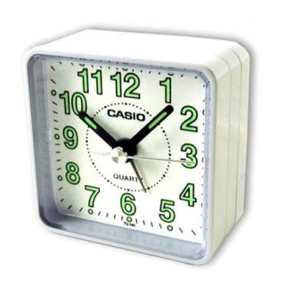 Casio TQ140 Bedside Desk Beep Alarm Clock Perfect for Travelling Battery White