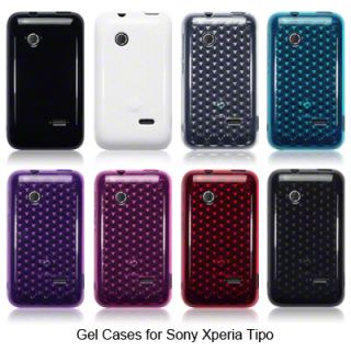 TPU Gel Case Cover for Sony Xperia Tipo Solid Black Purple Hot Pink Blue