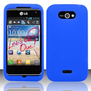 Soft Blue Rubber Silicone Skin Cover Case for LG Motion 4G MS770 Optimus Regard