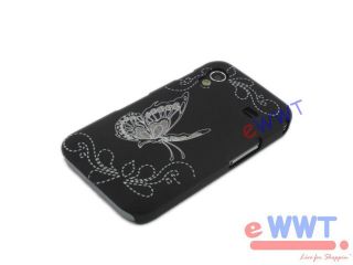 Black Butterfly Rubber Cover Hard Case Film for Samsung S5830 Galaxy Ace ZVBC743