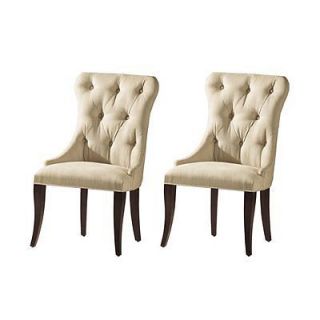 Hekman Furniture Metropolis Mahogany Beige Tufted Back Dining Accent Chair Set 4