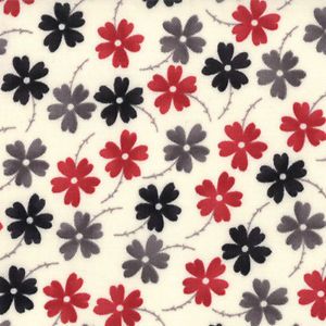 Mama Said Sew Fabric Flowers Floral Black Red Gray Novelty Cotton Fabrics