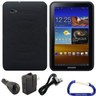 Silicone Skin Case Cover Black and Charger Bundle Samsung Galaxy Tab 7 0 Plus