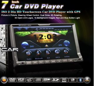 Radio 2Din GPS DVD 7" HD Car Stereo Player Bluetooth USB TV iPod SD LED Movil