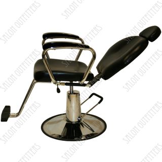 All Purpose Hydraulic Reclining Barber Chair Black Wood Shampoo Salon Equipment