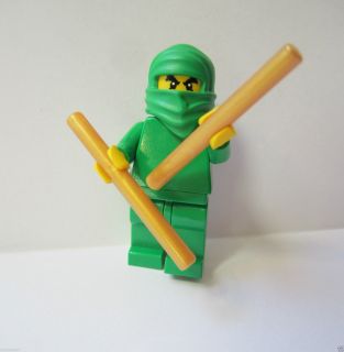 1 3346 Green Ninja Minifigure Head Wrap 2 Golden Weapon Ninjago Lego Custom Cole