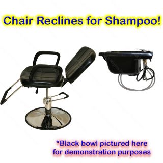 Reclining Hydraulic Barber Chair Ceramic Shampoo Bowl Sink Salon Hair Equipment