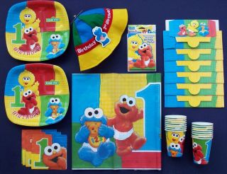 Elmo's First Birthday Sesame Street Birthday Party Set Supplies with Felt Hat