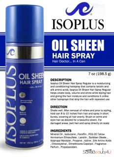 Isoplus Oil Sheen Hair Spray Moisturizing Body Volume Shine Hair Spray 7oz 021306210528