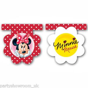2M Disney Minnie Mouse Polka Dots Red Die Cut Flower Flag Banner Decoration