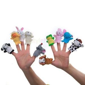 10pcs Cute Animal Family Finger Puppets Set Teach Baby Kids Hand Soft Toy