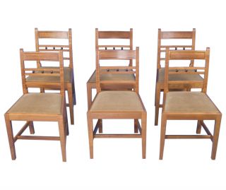 Set of Six Vintage Art Deco Style Cherry Dining Chairs