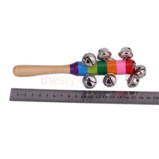Random Color Wooden Jingle Hand Bells for Kids Baby Cradle Music Shake Toys New