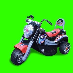 New Battery Powered Kids Ride on Toy Chopper Motorcycle Car 3 Wheel Black