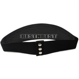 Fashion Women Punk Style Rivet Wide Stretch Waist Corset Belt Waistband Black