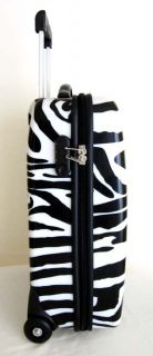Carry on Travel Bag Rolling Wheel Luggage Locking Case Upright Hardside Zebra