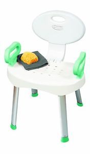 Bath Shower Chair Has EZ Grip Handles Folding Seat Back Removable Legs