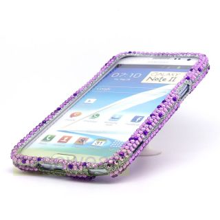 Purple Heart Diamond Bling Hard Case Cover for Samsung Galaxy Note 2 N7100 T889