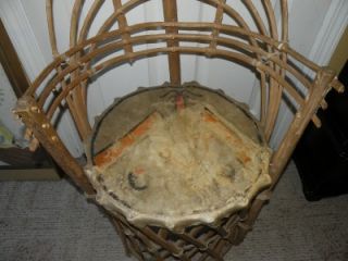 Antique Estate Indian Native American Hand Made Drum Style Wood Hide Chair