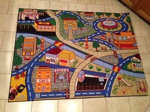 Kids Play Mat School Police Fire Truck Activity Game Rug Toy Race Cars Area Rug