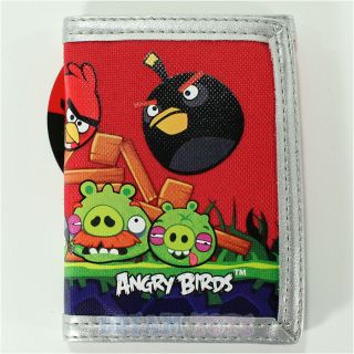 Rovio Angry Birds Attack Red Velcro Trifold Wallet Kids Teenager Pigs