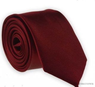 New Mens Casual Necktie Plain Solid Skinny Neck Party Wedding Silk Tie 24 Colors