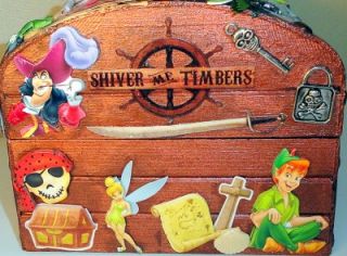 OOAK Handmade XLG Kid's Decorated Wood Pirate Treasure Chest Jewelry Trinket Box