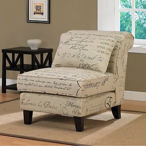 New 33"H French Script Armless Chair with Pillow Rolled Back Comfy Large Seat