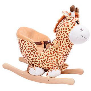Qaba Baby Kids Toy Plush Rocking Horse Style Giraffe Theme Chair Seat Rocker