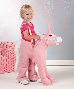 Kid Girl Ride Unicorn Costume Pretend Play Jump Toy Christmas Pony Horse