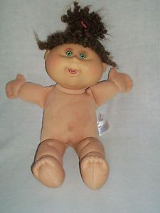 15" Xavier Roberts Cabbage Patch Kid Brown Curly Hair Green Eyes Girl Doll