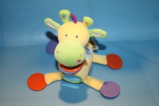10" Kids Preferred 2007 Yellow Plush Giraffe Rattle Asthma Friendly Ring Stuffed
