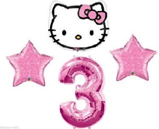 Hello Kitty Third Birthday 3rd Three Party Supplies Decorations Pink Balloons