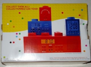 New Lego Alarm Clock Radio Blue Snooze Digital LCD Am FM Dual Power AC Adapt