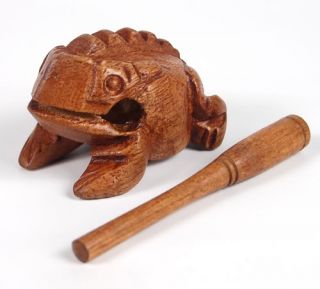 Thai Hand Carved Wooden Croaking Frog Made in Thailand New 2 5 inch Wood Toy