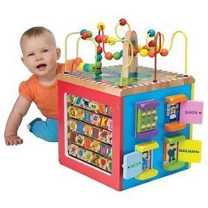 Kids Activity Center Solid Wood Baby Learning ABCs Cube Wooden Toddler ABC Toy