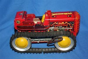 Vintage Mar Caterpillar Dozer "Diesel 12" Wind Up Tin Children's Toy Works