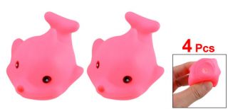 Kids Pink Soft Plastic Fish Shape Squeeze Toys 4 Pieces