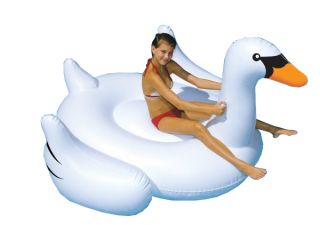 Swimline 90621 Swimming Pool Kids Giant Rideable Swan Inflatable Float Toy 75"